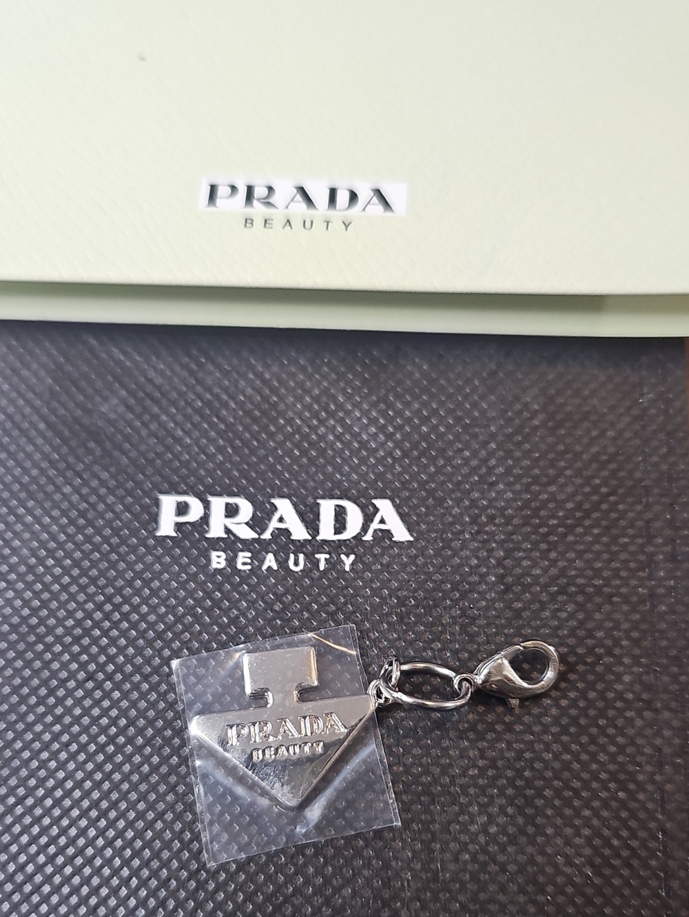 Prada Silver Triangle Charm/Zipper Pull